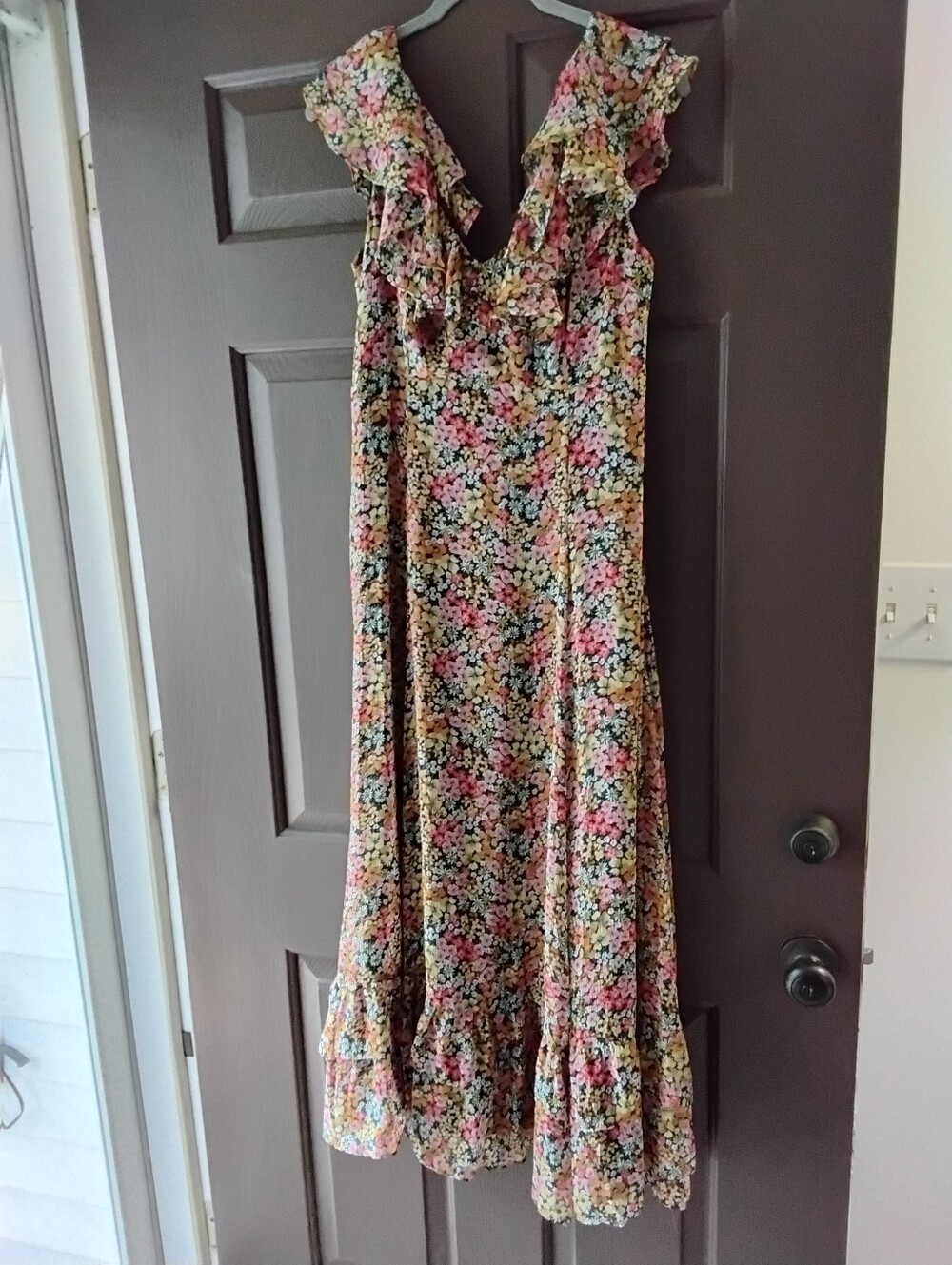 Dress Forum Floral Ruffle Maxi Dress in Multicolor Medium